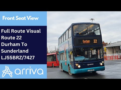 Full Route Visual | Arriva North East Route 22 - Durham To Sunderland | LJ55BRZ/7427