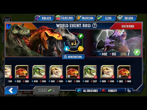 Rexy, T Rex & Bull Vs Death Dodo Boss | Tournament || Jurassic World The Game
