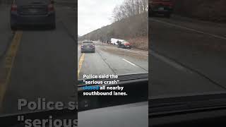 'Serious crash,' tour bus rolls over on New York I-87, initiating rescues #Shorts