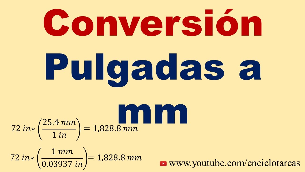 Convertir de pulgadas a milimetros (in a mm)