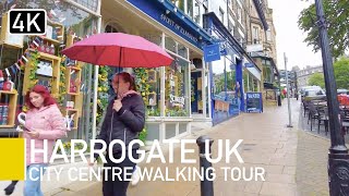 Harrogate, UK Summer Rain 4K Walking Tour | No Talking