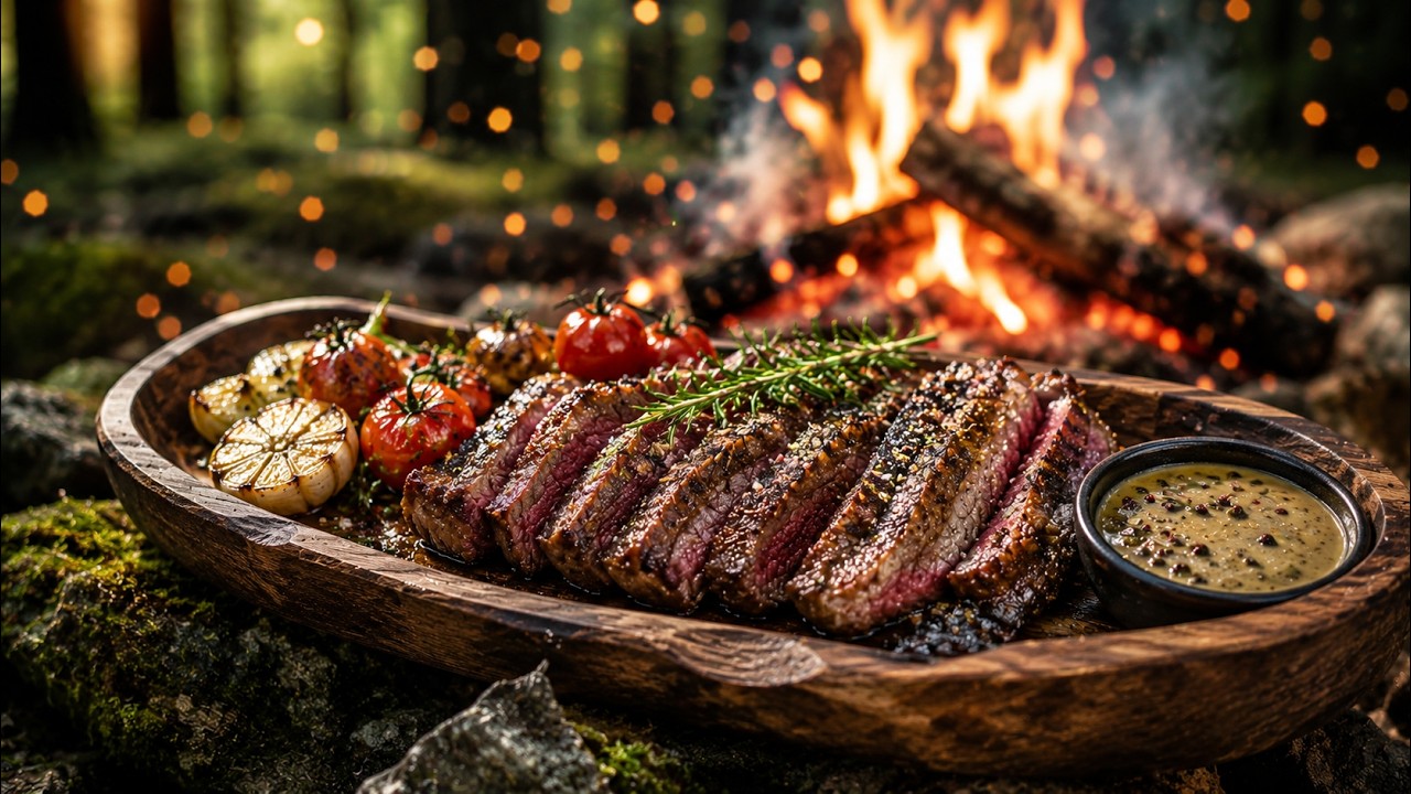 STEAK COOKED ON A HOT RIVER STONE! 🥩🔥 ASMR