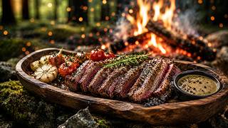 STEAK COOKED ON A HOT RIVER STONE! 🥩🔥 ASMR