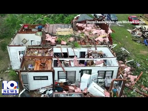 Drone video shows tornado damage, severe weather aftermath