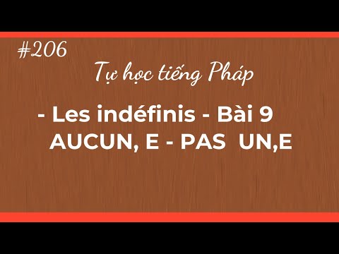 Bài 206- Tự học tiếng Pháp - Les indéfinis - Bài 9 - AUCUN, E - PAS UN,E