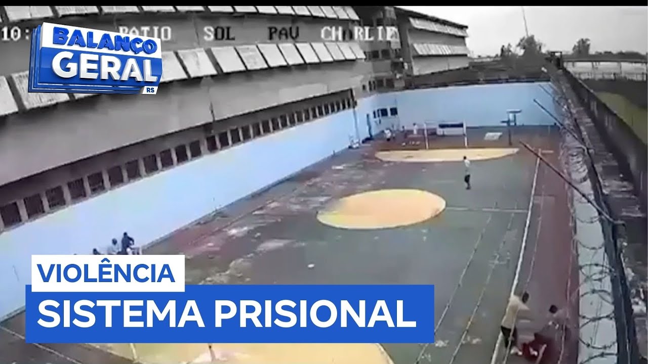 Câmera flagra presos esfaqueando detento em pátio de penitenciária