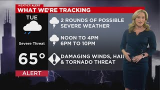 Chicago Weather Alert: Several rounds of severe storms, damaging winds Tuesday