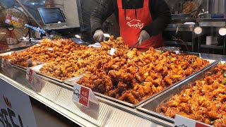 Crispy Fried Chicken Boneless in Korean Traditional Market (Chicken Gangjeong) - Korean Street Food