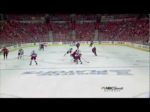 John Carlson goal. NY Rangers vs Washington Capitals Game 3 5/2/12 NHL Hockey