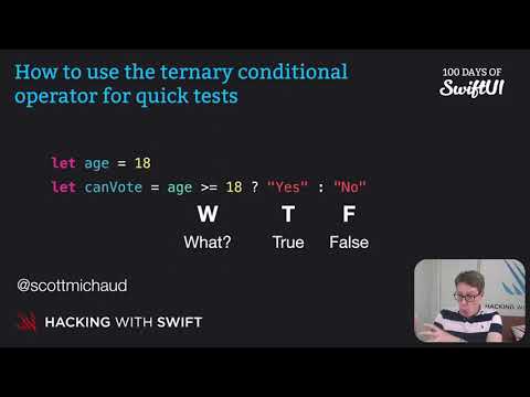 How to use the ternary conditional operator for quick tests – Swift for Complete Beginners