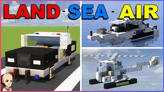Minecraft: 5 Police (Land - Sea and Air) Build Hacks and Ideas.
