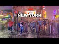 Heavy Rain In New York City Flash Flood Intense Rain Walk ASMR For Sleeping
