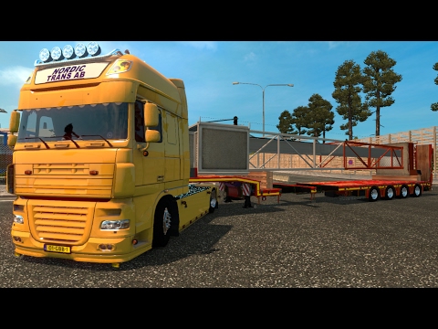 DAF XF 105 NORDIC TRANS AB & KASBOHRER HEAVY TRAILER 1.26 ETS2 (Euro Truck Simulator 2)