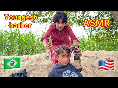 ASMR youngest barber 💈 in the world amazing haircut with brand new equipment 