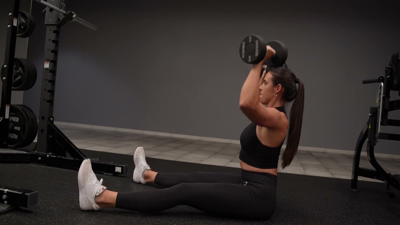 Floor Seated Dumbbell Shoulder Press - YouTube