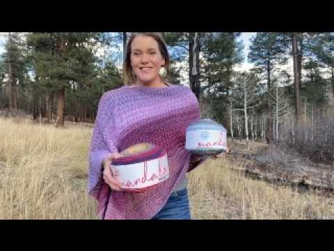 Pretty Peaceful Poncho: an easy double crochet project for Lion Brand Mandala yarn in sizes XS to 4X