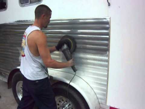 Polishing a Excell Horse Trailer
