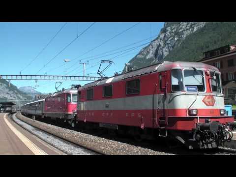 "Ambrogio am Gotthard": Bahnverkehr in Erstfeld am 17.8.12