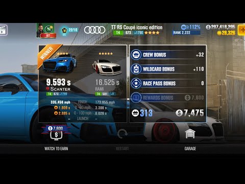 CSR2 - TT RS Coupe iconic edition (gold) - tune & shift - 9.593