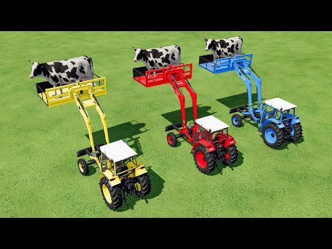 TRANSPORT OF COLORS ! GIANT COWS TRANSPORTING with MINI TRACTORS ! Farming Simulator 22