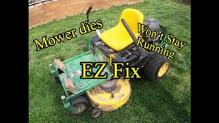 Mower starts and then dies - Easy DIY Fix