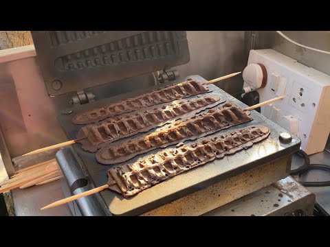 Most Famous Chocolate Loaded Stick Waffles | Indian Street Food