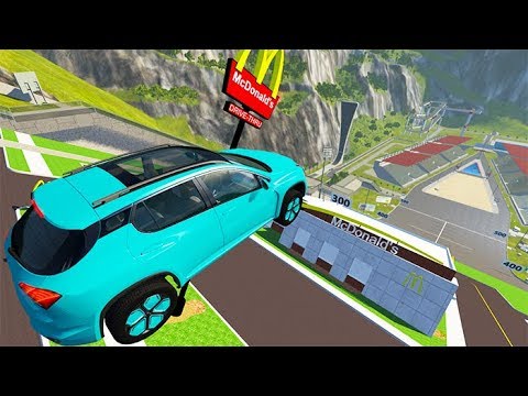 Car Jump Arena Car Jumps Over MacDo - BeamNG drive