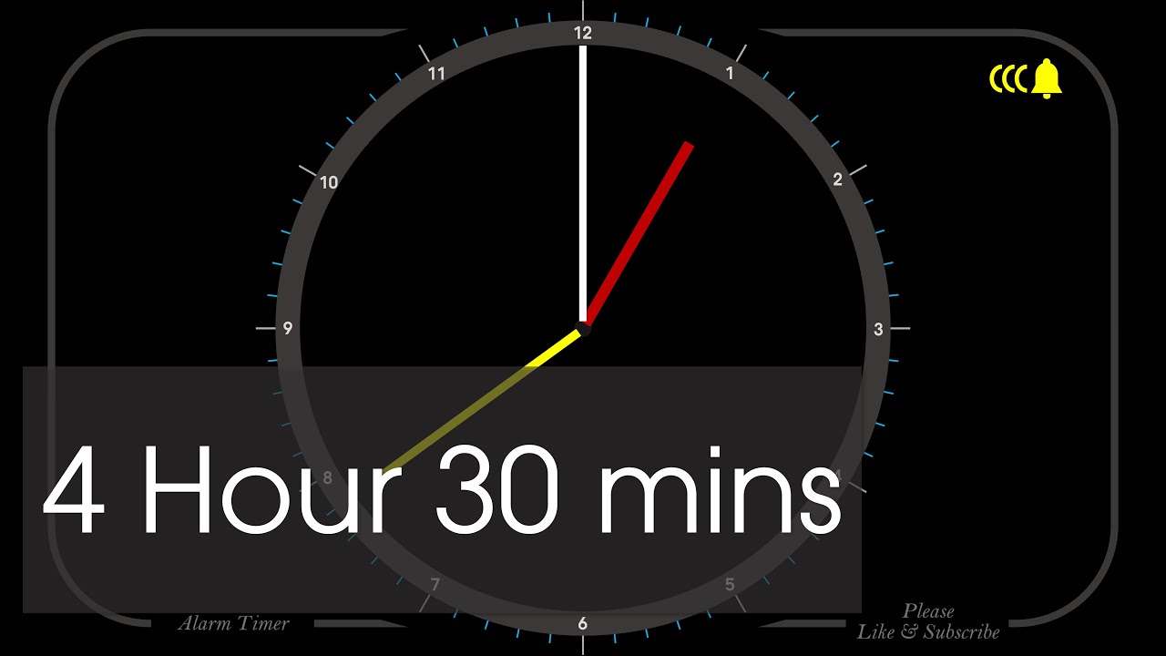 4 Hour 30 Minutes - Analog Clock Timer & Alarm - 1080p - Countdown