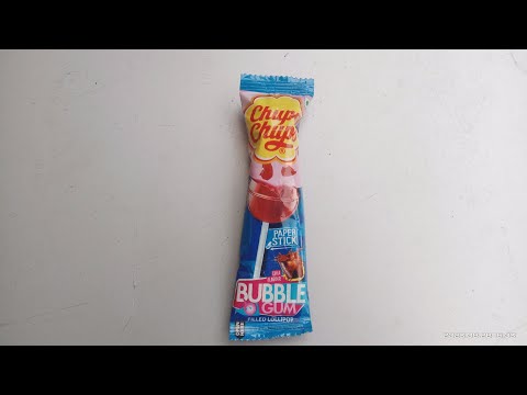 Chupa Chups PAPER STICK 🍡 BUBBLE GUM FILLED LOLLIPOP 🍭 #open #video #opening