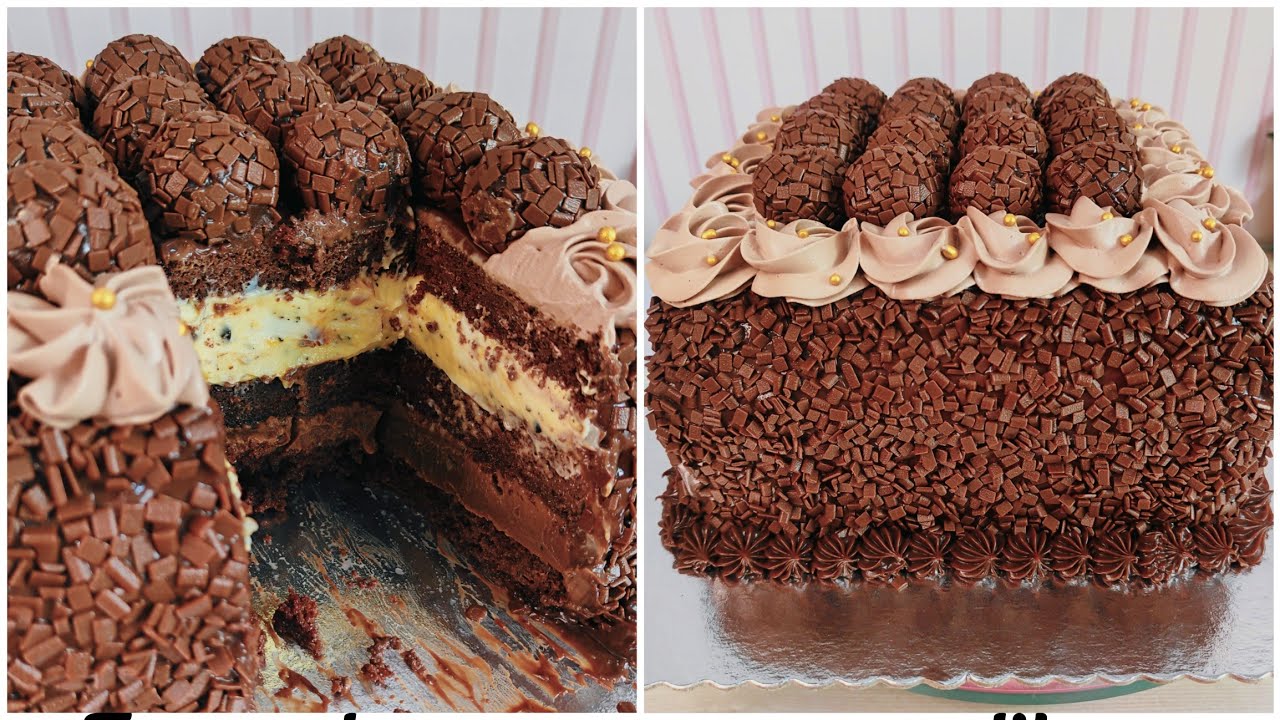 BOLO SUPER RECHEADO DE CHOCOLATE COM MARACUJÁ MUITO FÁCIL DE FAZER