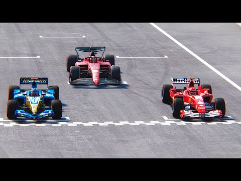 Ferrari F1 2022 vs Ferrari F1 2004 vs Ferrari F1 2005 (ALL WITH SLICKS TYRES) - Spa Francorchamps