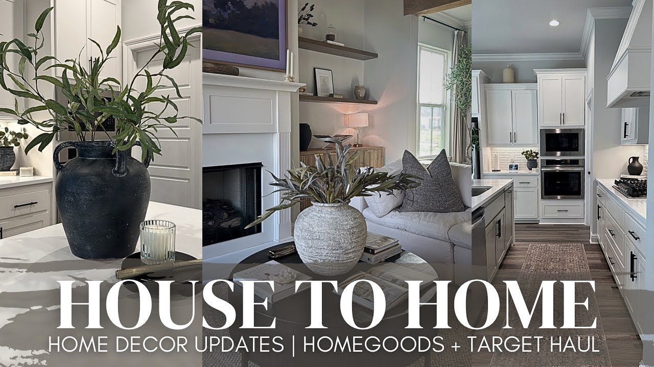 HOUSE TO HOME VLOG | modern, organic home decor haul | target + homegoods | halara haul | 2025