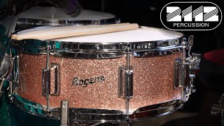Video thumbnail for Rogers Powertone Snare Drum 5x14 - Champagne Sparkle Lacquer by 2112 PERCUSSION