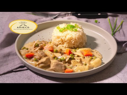 Hühnerfrikassee mit Reis, Hausmannskost,