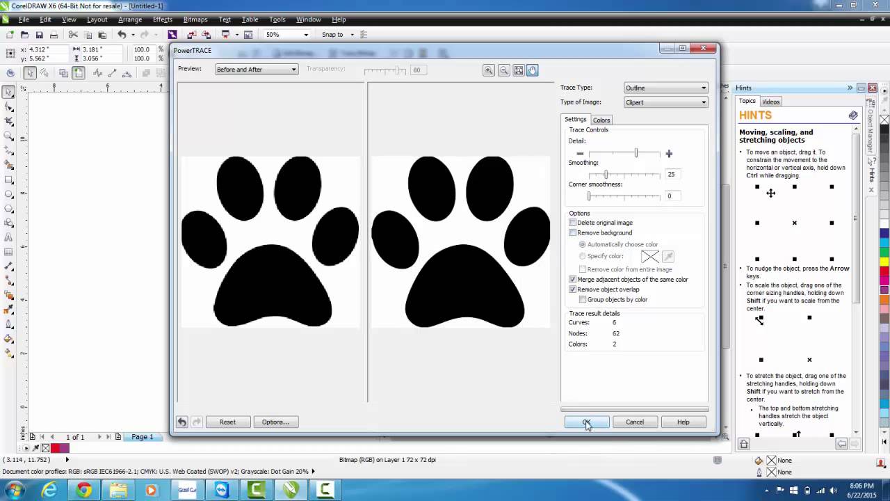 How to use the Trace Bitmap tool in CorelDRAW (Beginner)