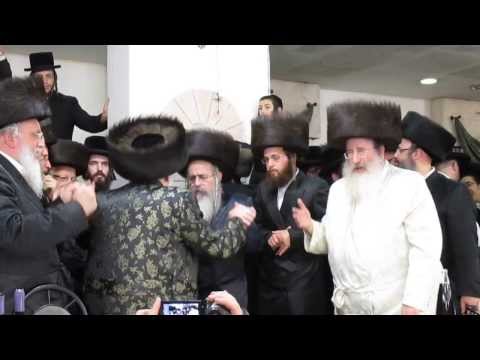Spinka Rebbe Dancing with the Vhiznitz Rebbe at Wedding