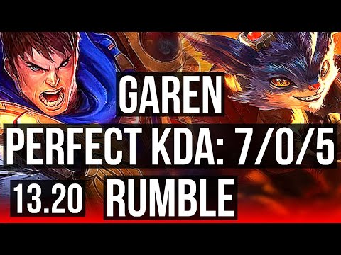 GAREN vs RUMBLE (TOP) | 7/0/5, 1200+ games, 1.6M mastery, Godlike | EUW Grandmaster | 13.20