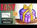 How To Draw A Christmas Present Step By Step For Beginners Easy Christmas Gift Drawing Tutorial