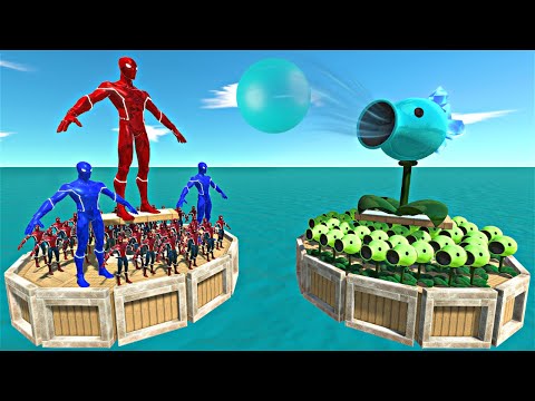 Peashooter Coliseum Challenge | Spiderman Team vs Peashooter - Animal Revolt Battle Simulator