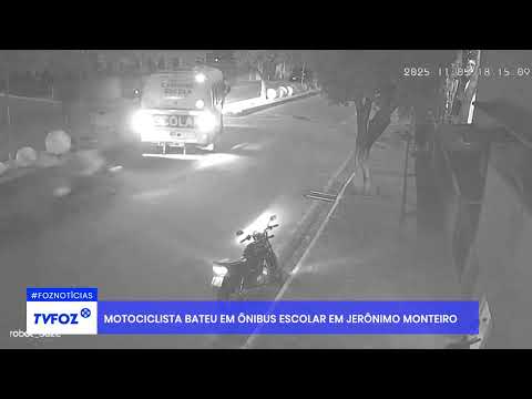 Motociclista bateu em ônibus escolar em Jerônimo Monteiro