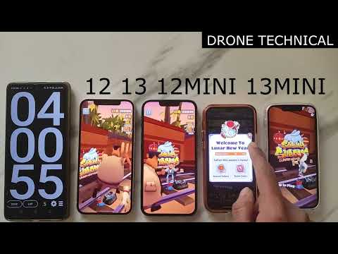 ios 16.3 iPhone 12 vs 12mini vs 13 vs 13mini Battery Game Draining test | ios16.3 battery drain test