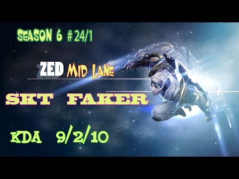 SKTT1 Faker Zed Mid lane vs Heimerdinger Korea SoloQ Bạch Kim 1 Patch 6 1