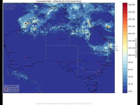 Saturday Evening Update - Australian 3-Day Cumulative Rainfall Forecast - 14th/2