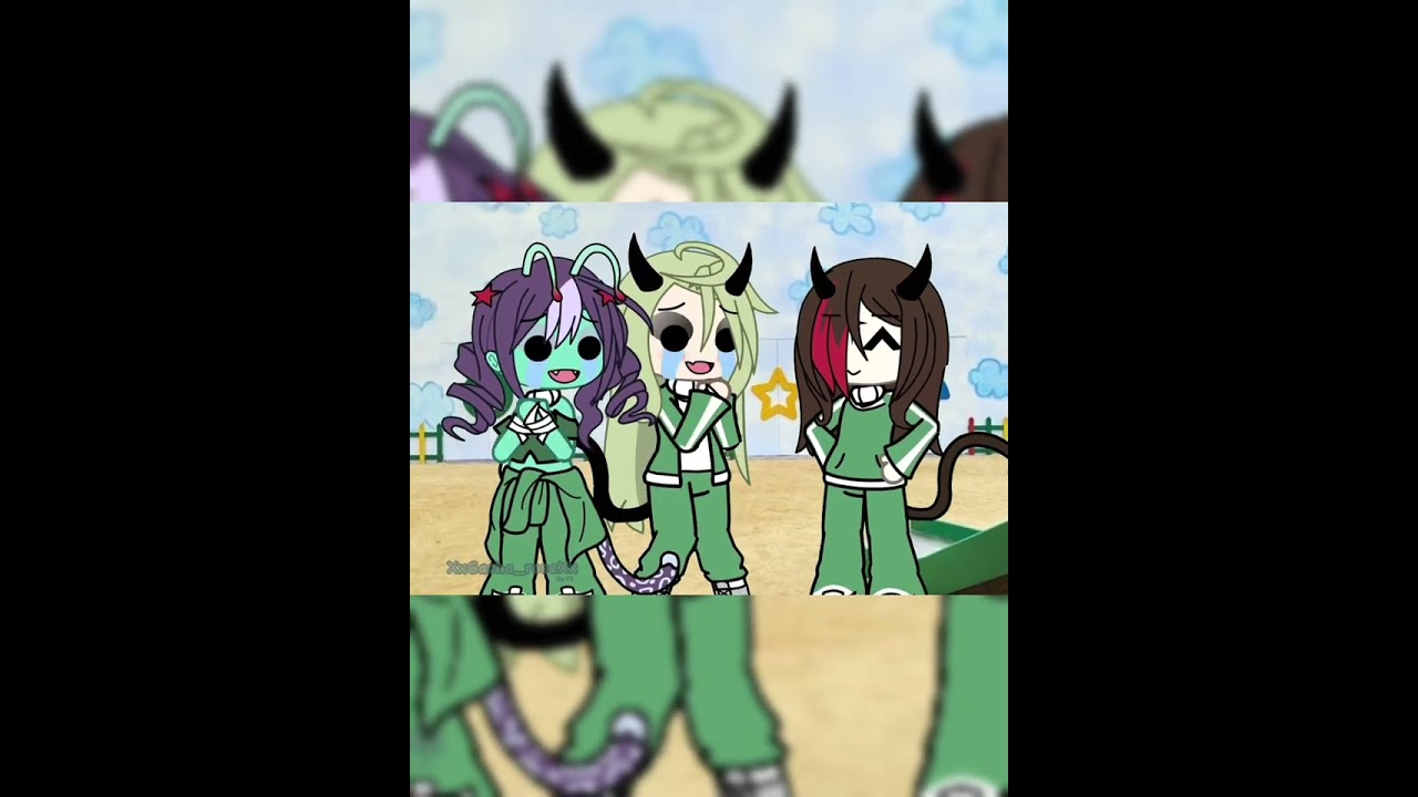 ||Squid game 🥠🔺||￼ with @Yuriko_Official and @_NotRhiannon3_ 💚💜#gacha #animecreator 