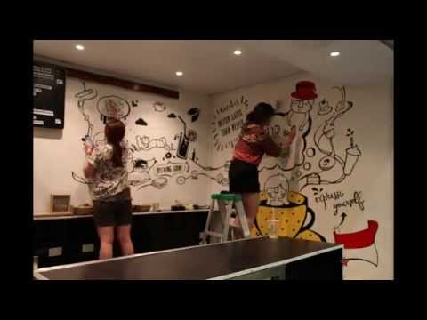 Four of A Kind Cafe Mural Timelapse - Irenne Tj
