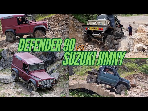 Suzuki Jimny vs Land Rover Defender rock crawl at 4x4 Days