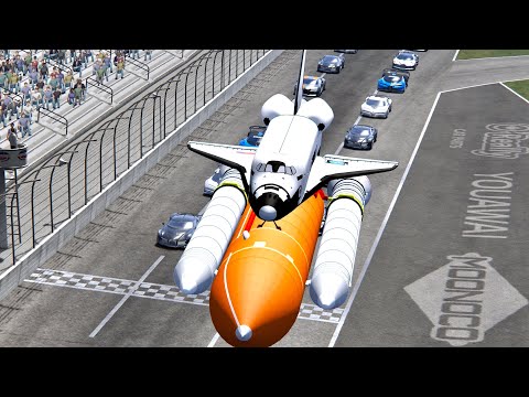 NASA Space Shuttle vs Bugatti Hypercars - Drag Race 20 KM
