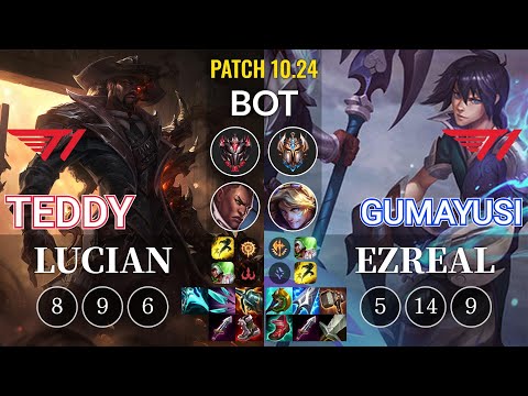 T1 Teddy Lucian vs T1 Gumayusi Ezreal Bot - KR Patch 10.24