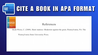 APA Book Citation in Microsoft Word 2026