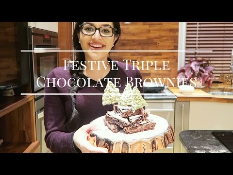 FESTIVE TRIPLE CHOCOLATE BROWNIES | #BAKINGWITHZAHRA